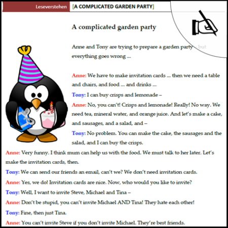 Arbeitsblatt Leseverstehen A complicated garden party