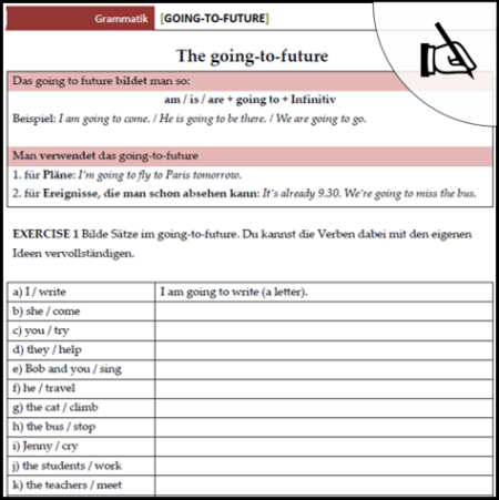 going to future arbeitsblatt