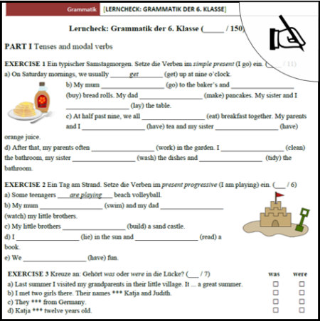 Arbeitsblatt Lerncheck Klasse 6