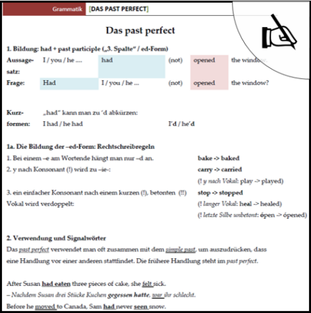 Arbeitsblatt simple past und past perfect