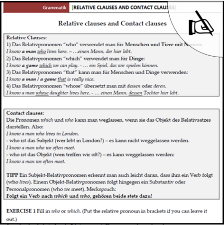 Arbeitsblatt relative clauses
