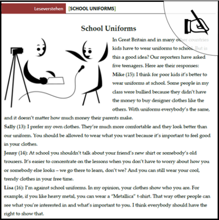 Arbeitsblatt school uniforms