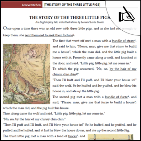 Arbeitsblatt Three little pigs