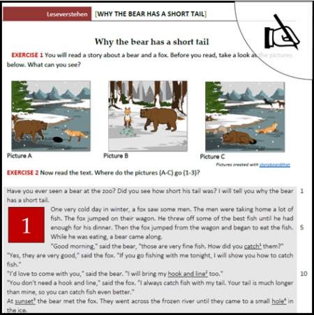 Arbeitsblatt why the bear has a short tail