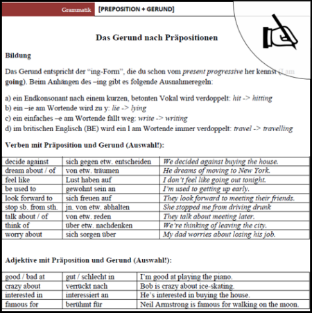 Vorschaubild Arbeitsblatt gerund after prepositions