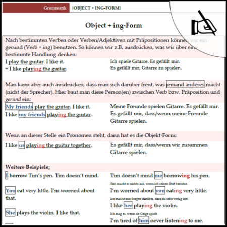 Vorschaubild Arbeitsblatt object + ing-form