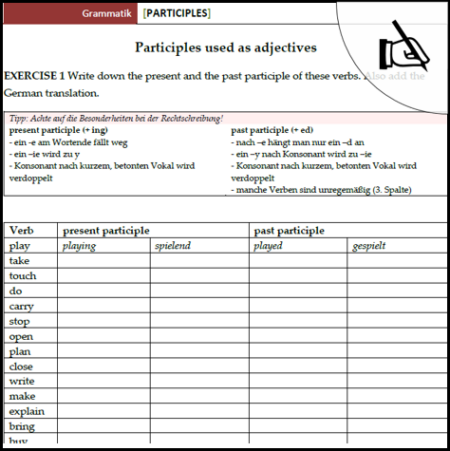 Vorschau Arbeitsblatt participles