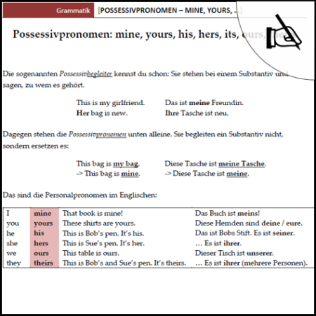 Vorschau possessive pronouns
